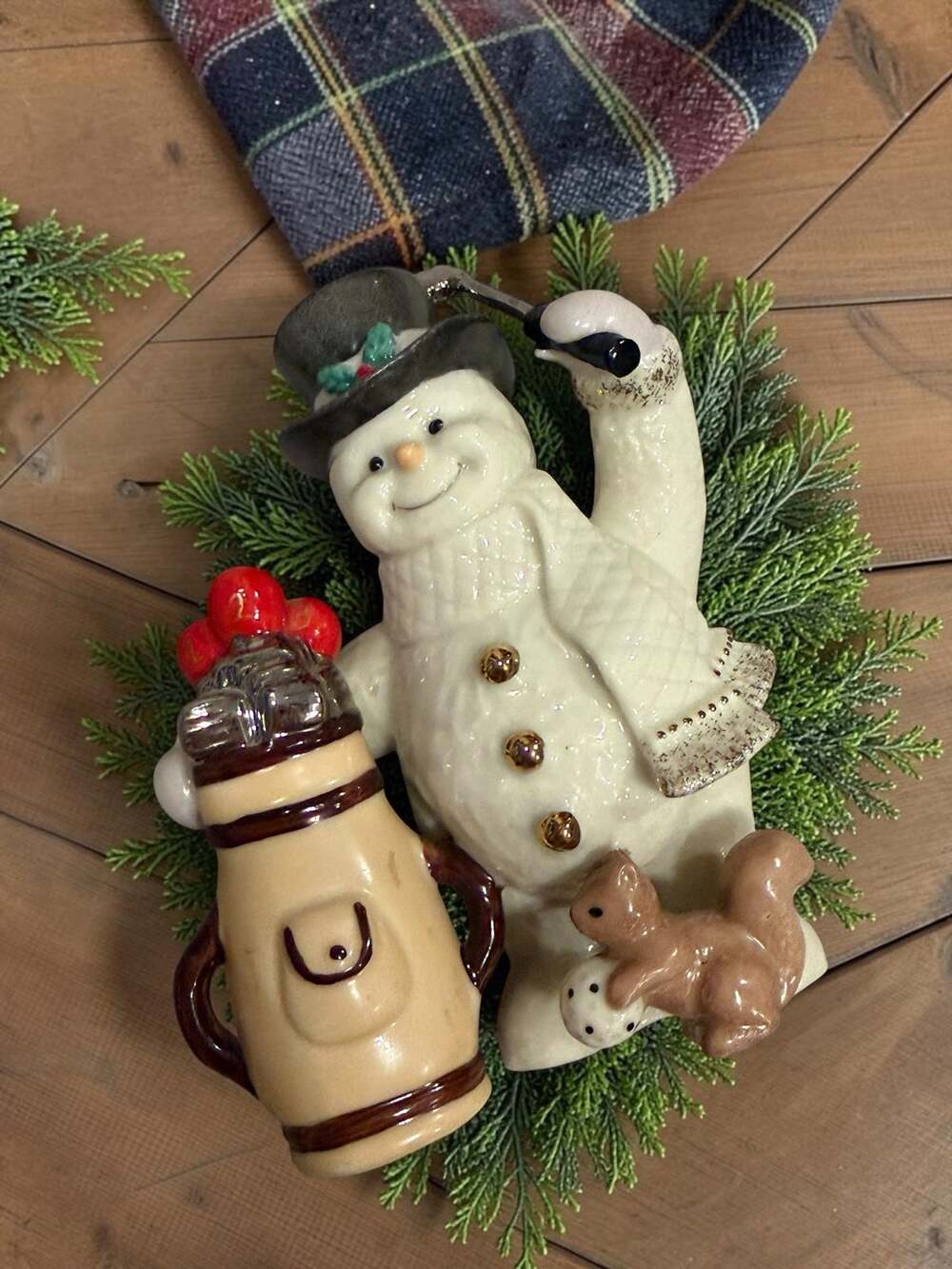 Lenox Golfing Snowman Figurine with Squirrel Christmas Golfer Gift Porcelain